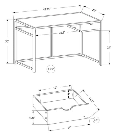 Bureau Everly de 42,25 po avec tiroir - naturel
