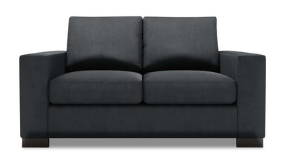 Fabriquée au Canada Causeuse personnalisable Track de Sofa Lab de 62 po en tissu d’apparence lin avec accoudoirs rectilignes - gris Pax Pepper | TR202949