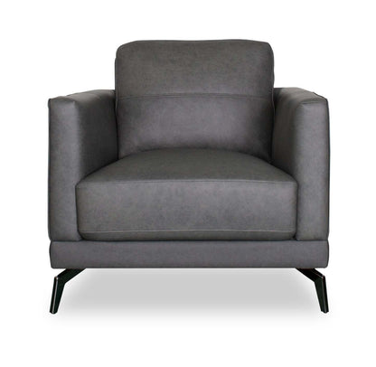 Chaise Melrose 36,5 en cuir véritable de première qualité avec pieds en métal - Gris | Fauteuil Melrose de 36,5 po en cuir de qualité supérieure avec pattes en métal véritable - gris