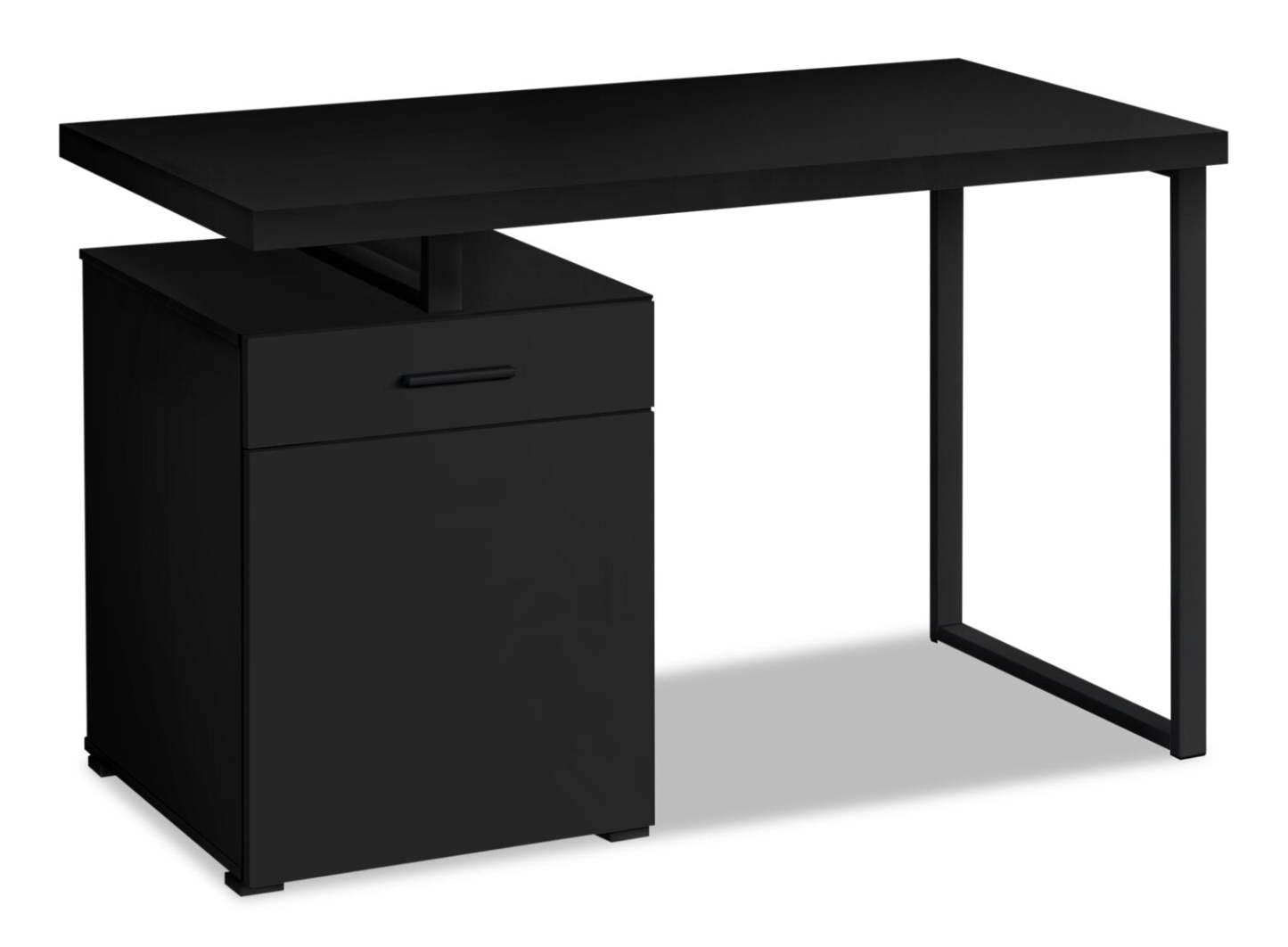 Bureau réversible Remi 47.25 avec tiroir et armoire - Noir|Bureau réversible Remi de 47,25 po avec tiroir et armoire - noir