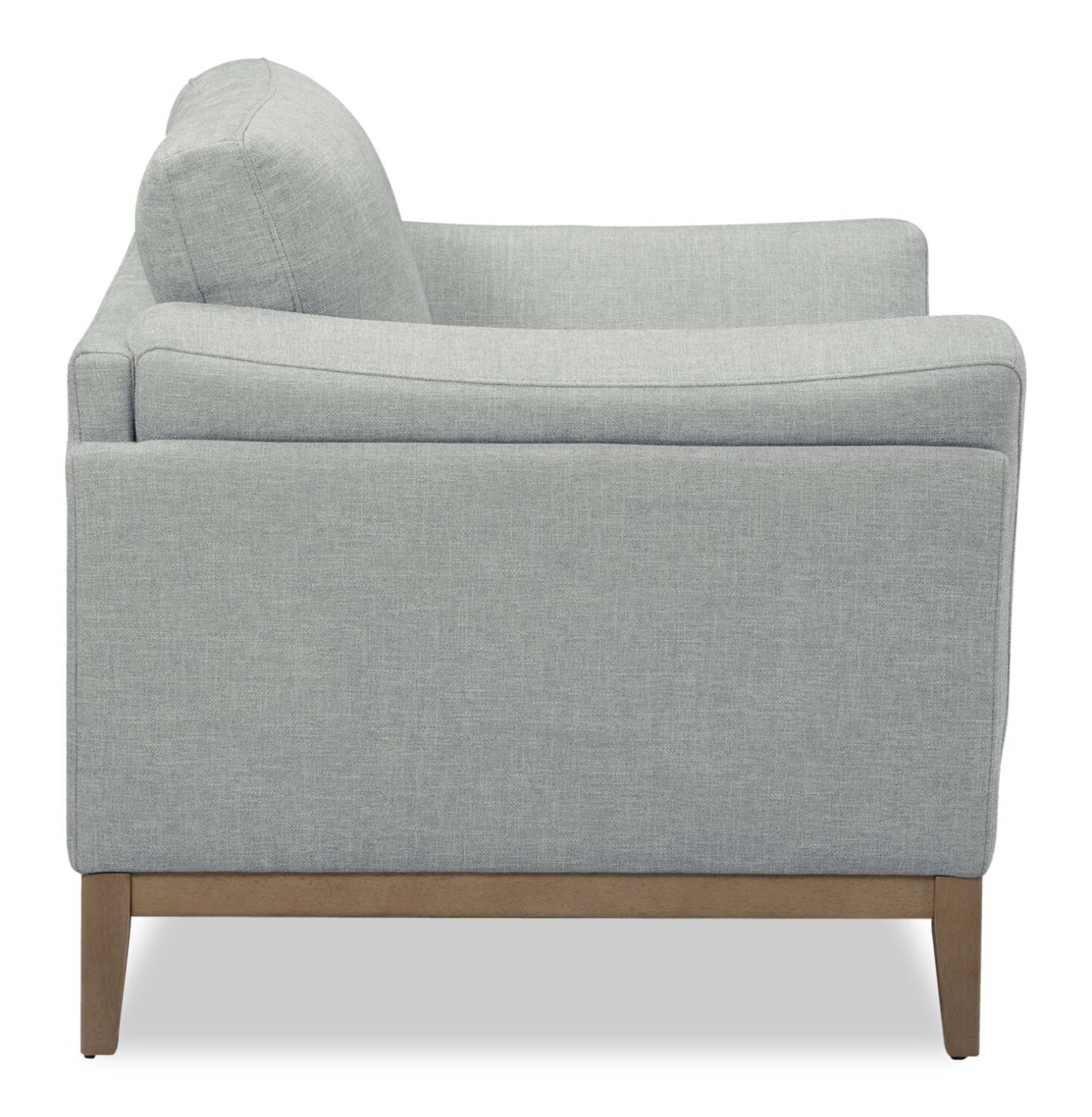 Chaise en tissu Valley 44 avec base et pieds en bois d'hévéa - Gris | Fauteuil Valley de 44 po en tissu avec base et pattes en hévéa - gris