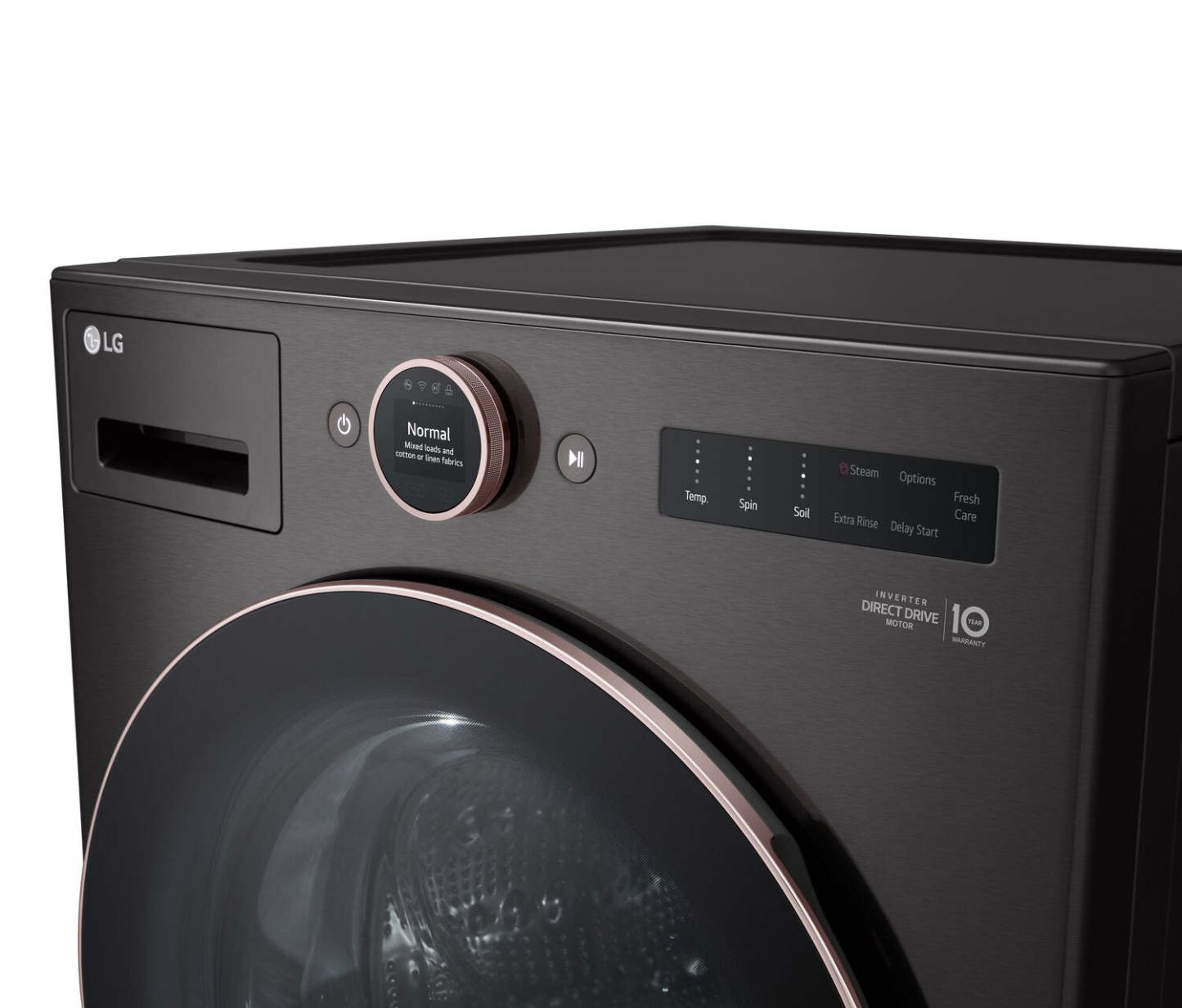 Laveuse à la vapeur intelligente haute efficacité LG à chargement frontal de 5,8 pi³ - acier noir - empilable - WM6500HBA | LG 5.8 Cu. Ft. Smart Front-Load High-Efficiency Steam Washer - Black Steel - Stackable - …