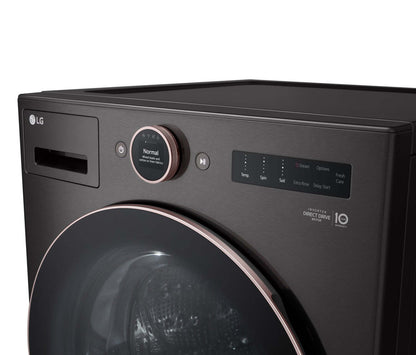Laveuse à la vapeur intelligente haute efficacité LG à chargement frontal de 5,8 pi³ - acier noir - empilable - WM6500HBA | LG 5.8 Cu. Ft. Smart Front-Load High-Efficiency Steam Washer - Black Steel - Stackable - …