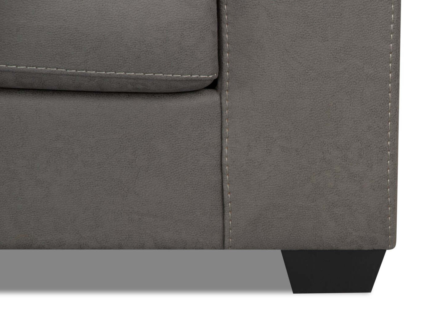 Canapé sectionnel de gauche Morty 2 pièces fabriqué au Canada en tissu d'apparence cuir avec canapé et coussins décoratifs - gris