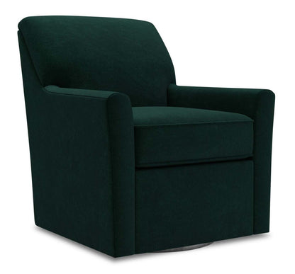 Fauteuil d’appoint pivotant personnalisable Sofa Lab de 31 po fabriqué au Canada en tissu de velours - vert Hunter Green | SWIV3488