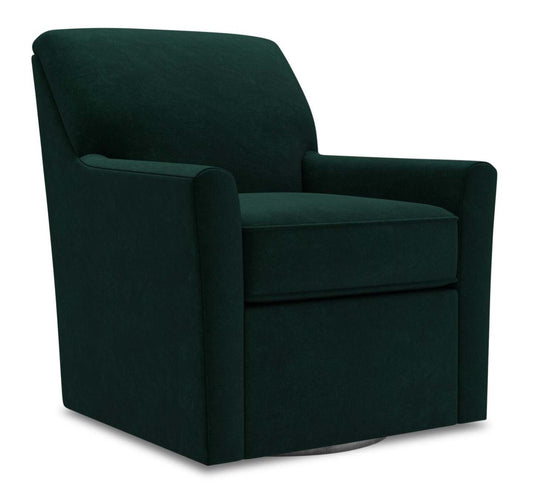 Fauteuil d’appoint pivotant personnalisable Sofa Lab de 31 po fabriqué au Canada en tissu de velours - vert Hunter Green | SWIV3488
