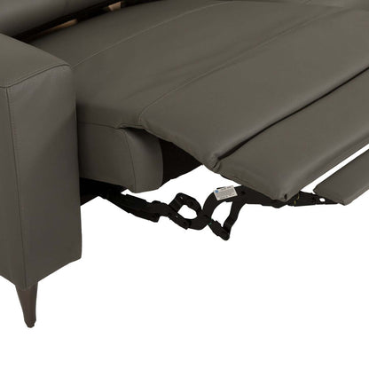 Sofa sectionnel de droite à inclinaison électrique Valentino 3 pièces en cuir véritable avec appuie-têtes réglables - gris