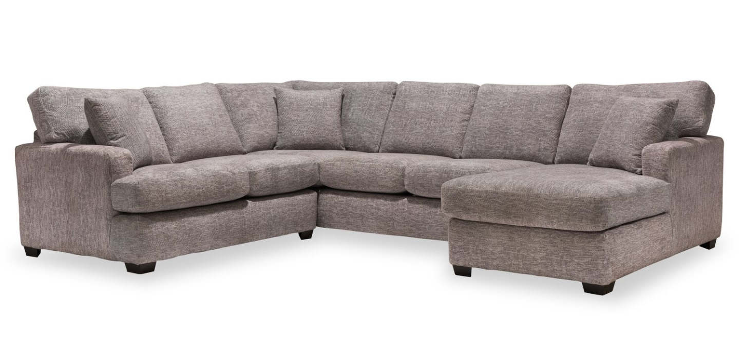 Sofa sectionnel de droite Luxe 3 pièces fabriqué au Canada en tissu avec coussins amovibles - gris colombe Zaftig