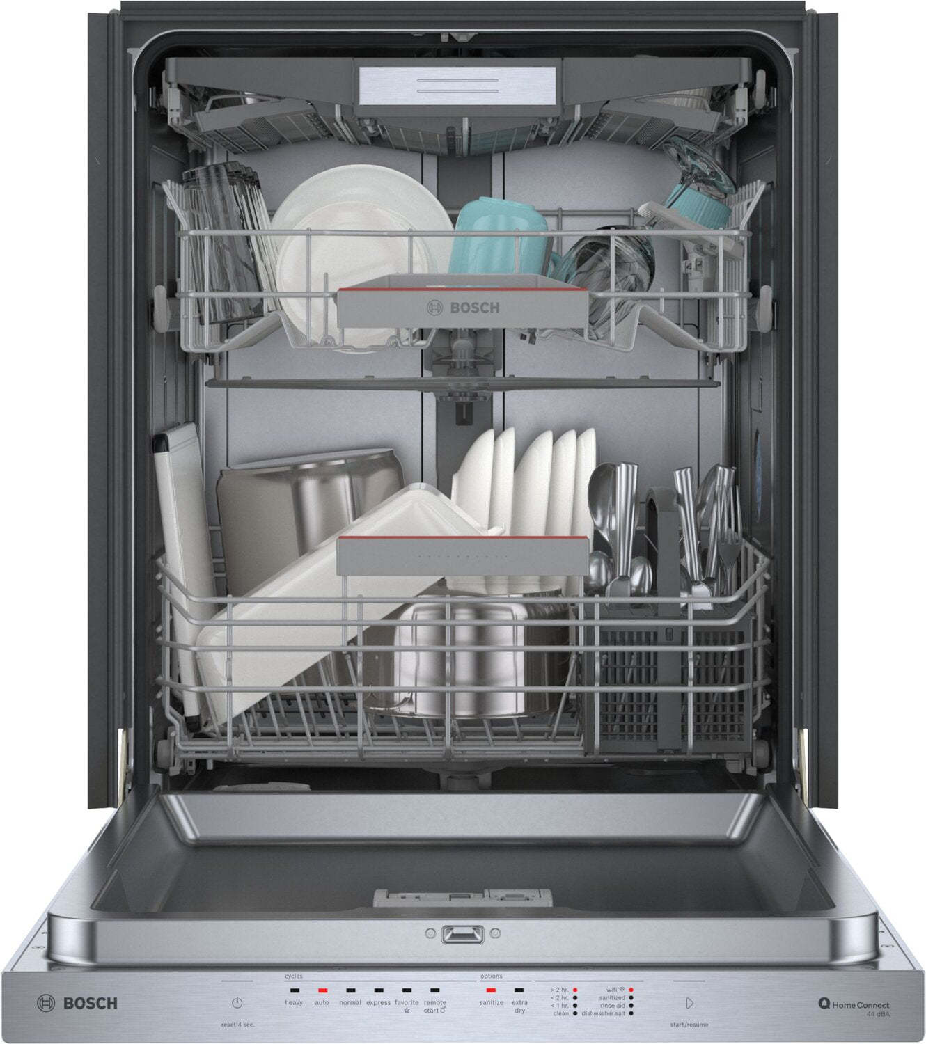 Bosch 500 Series 24'' 44 dBA Built-In Dishwasher - Anti-Fingerprint Brushed Steel - SHP65CC5UC | Lave-vaisselle encastré Bosch de série 500 de 24 po de 44 dBA - acier brossé résistant aux traces de doigts - SHP65CC5UC