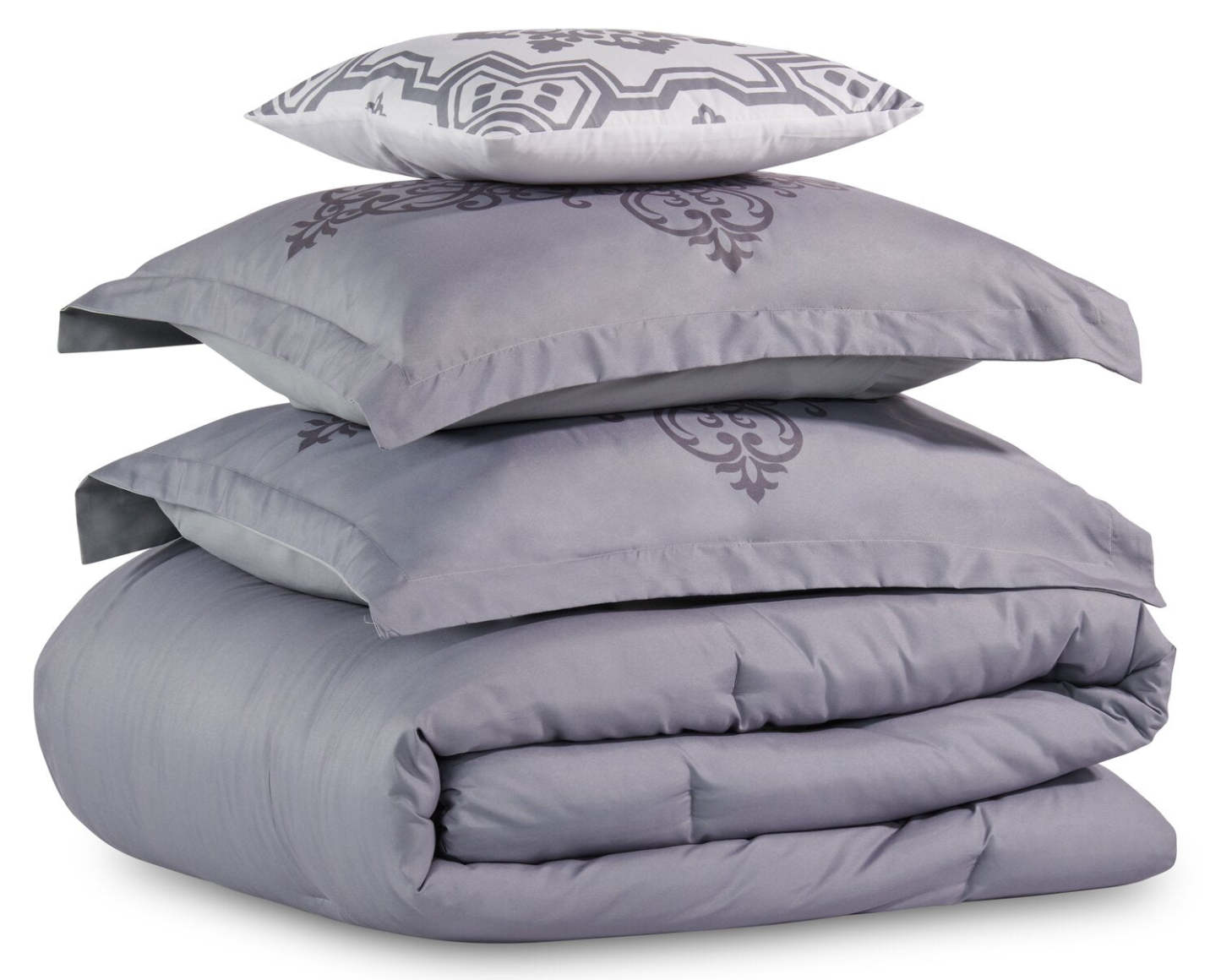 Arista 4-Piece Full/Queen Comforter Set - Grey | Ensemble d'édredon Arista 4 pièces pour lit double ou grand lit - gris