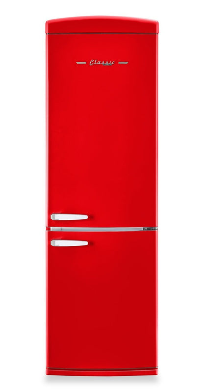 Réfrigérateur Classic Rétro par Unique de 24 po et de 12 pi3 à congélateur inférieur - pomme rouge bonbon - UGP-340L AC R | UGP340LR