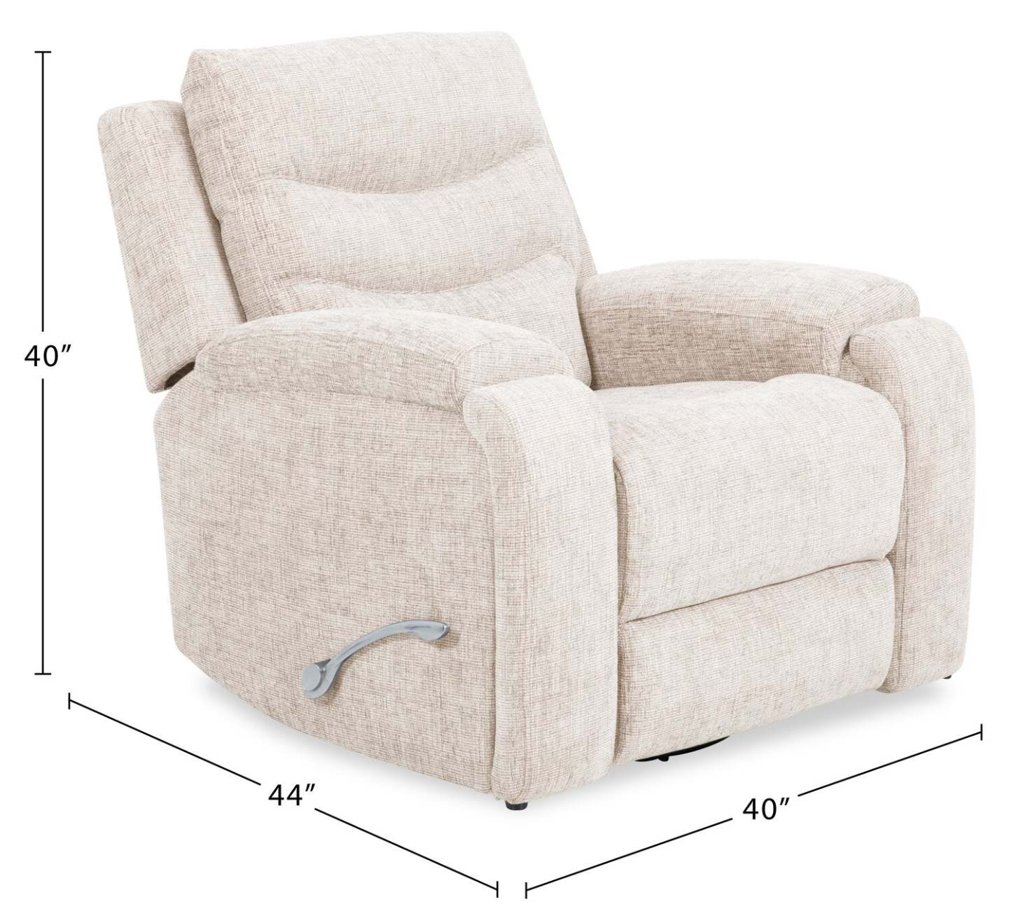 Fauteuil coulissant inclinable Hudson de 40 po en tissu chenille avec 2 porte-gobelets - taupe