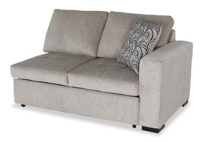 Fabriqué au Canada, canapé-lit sectionnel enveloppant Legend 2 pièces à gauche en tissu de chenille - beige platine