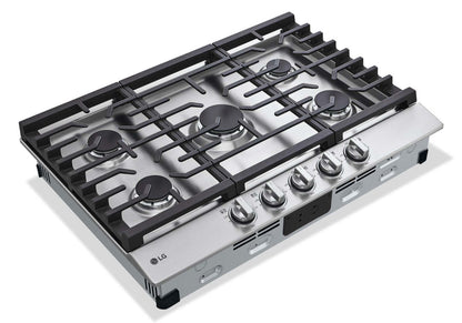Table de cuisson au gaz LG 30 à 5 éléments - Acier inoxydable anti-taches - CBGJ3023S | Table de cuisson à gaz LG de 30 po à 5 éléments - acier inoxydable résistant aux taches - CBGJ3023S