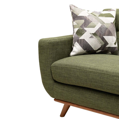Sofa Freeman de Kort & Co. de 80 po de format condo en tissu d’apparence lin avec base et pattes en bois - vert avocat