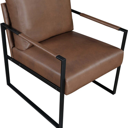 Nico 24.75 Fauteuil d'appoint en similicuir avec pieds en métal - Marron | Fauteuil d'appoint Nico de 24,75 po en similicuir avec pattes en métal - brun