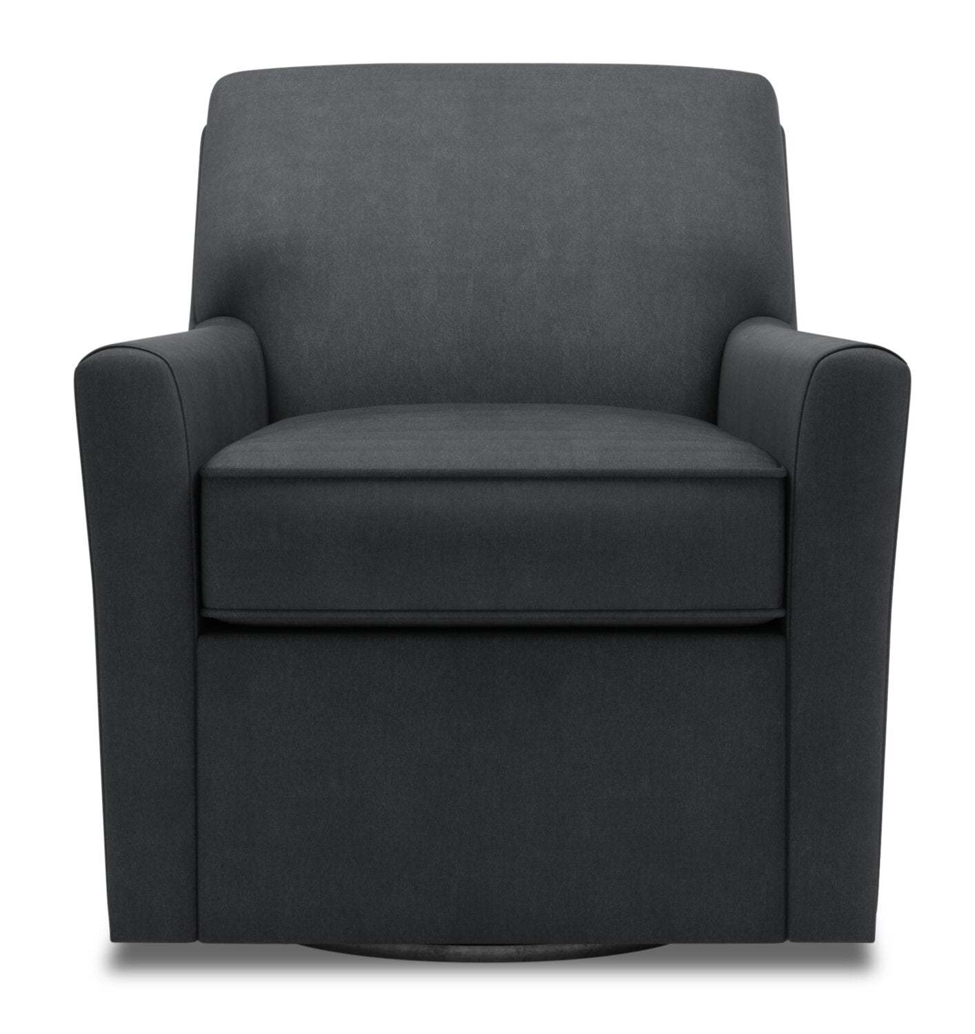 Fauteuil d’appoint pivotant personnalisable Sofa Lab de 31 po fabriqué au Canada en tissu d’apparence lin - gris Pax Pepper | SWIV2949