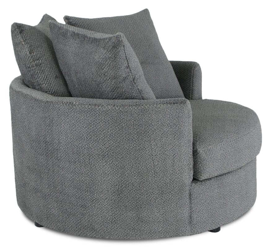Fabriqué au Canada Fauteuil d'appoint câlin Grande 48 en tissu chenille - Teddy Nightfall Grey | Fauteuil d'appoint Cuddler Grande de 48 po fabriqué au Canada en tissu chenille - gris Teddy Nightfall