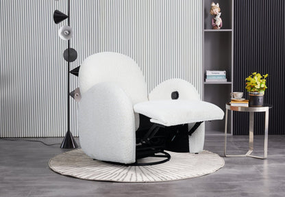 Fauteuil d'appoint inclinable et pivotant en tissu chenille Shay 33 - River Rock Beige | Fauteuil d'appoint coulissant, pivotant et inclinable Shay de 33 po en tissu de chenille - beige pierre de rivière