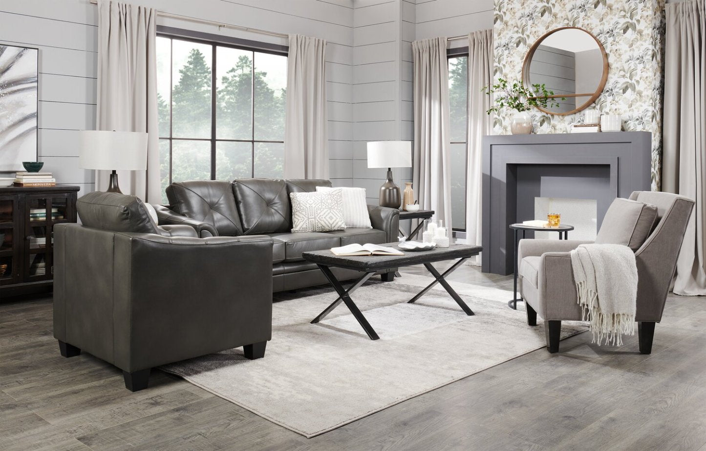 Fauteuil d’appoint club Sofa Lab personnalisable en tissu d’apparence lin de 29 po avec pattes en bois - gris Pax Slate | Made in Canada Sofa Lab Customizable Club 29 Linen-Look Fabric Accent Chair with Wood Legs - Pax Slate Grey | CLUB3049