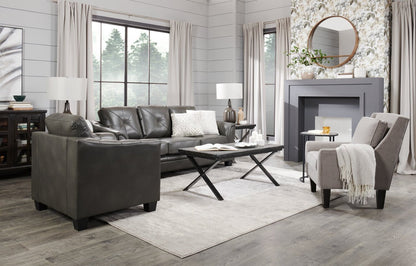 Fauteuil d’appoint club Sofa Lab personnalisable en tissu d’apparence lin de 29 po avec pattes en bois - gris Pax Slate | Made in Canada Sofa Lab Customizable Club 29 Linen-Look Fabric Accent Chair with Wood Legs - Pax Slate Grey | CLUB3049