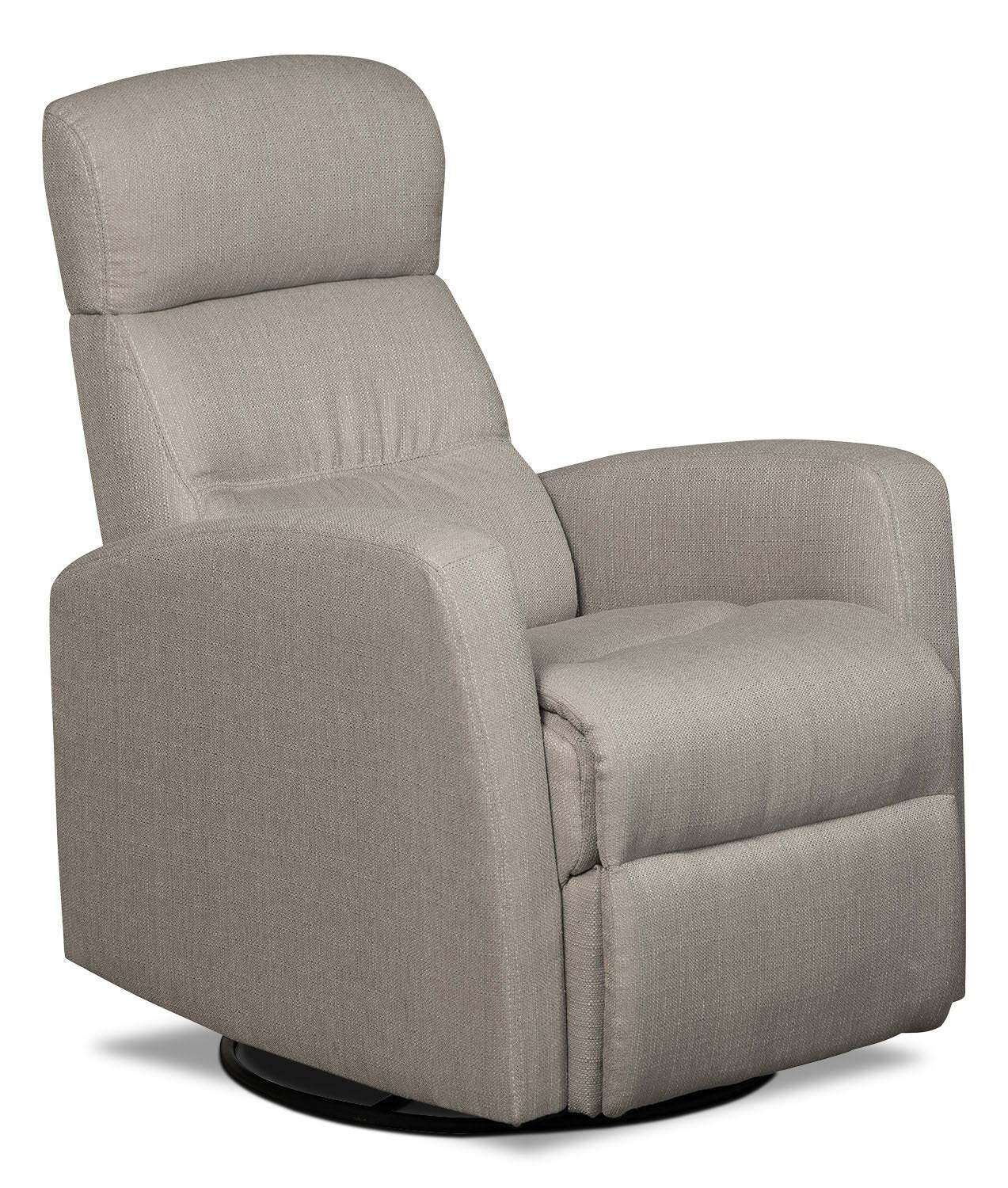 Fauteuil inclinable et berçant pivotant en tissu d'apparence lin Penny 29.1 - Taupe | Fauteuil berçant, pivotant et inclinable Penny de 29,1 po en tissu d'apparence lin - taupe