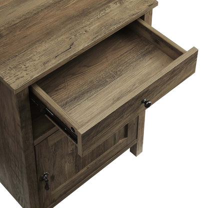 Table de nuit Theo à 1 tiroir avec armoire de rangement, 18 L x 25,75 H - Marron | Table de nuit Theo de 18 po (l) x 25,75 po (H) à 1 tiroir avec armoire de rangement - marron