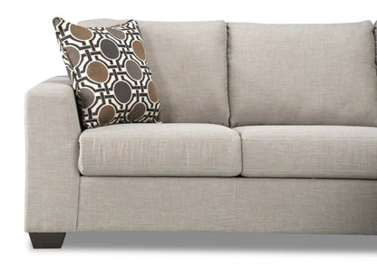 Sofa sectionnel réversible Nina 2 pièces fabriqué au Canada en tissu d’apparence lin avec coussins décoratifs - taupe