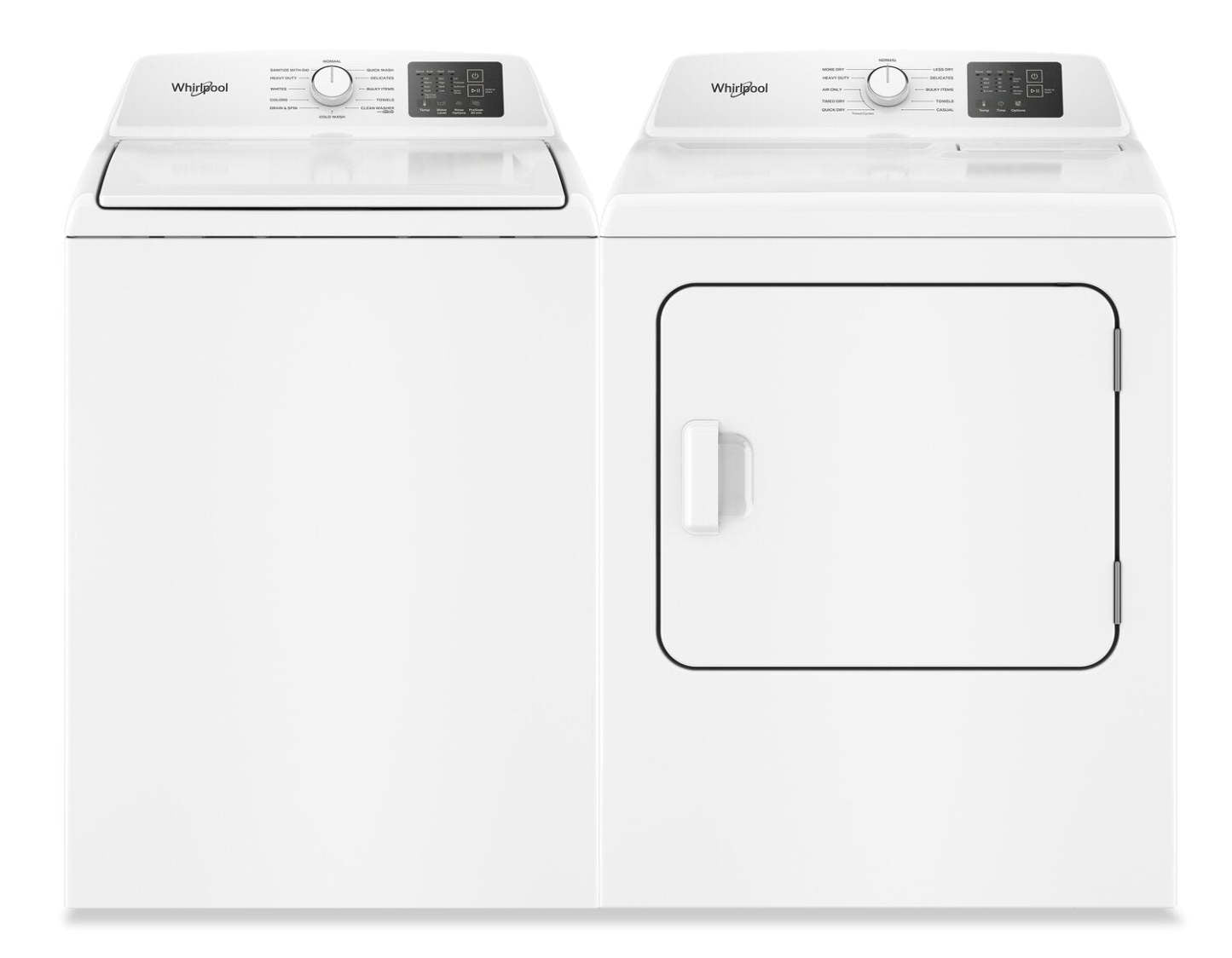 Laveuse à chargement par le haut 4,8 pi3 et sécheuse électrique 7 pi3 avec détection automatique de Whirlpool - blanches