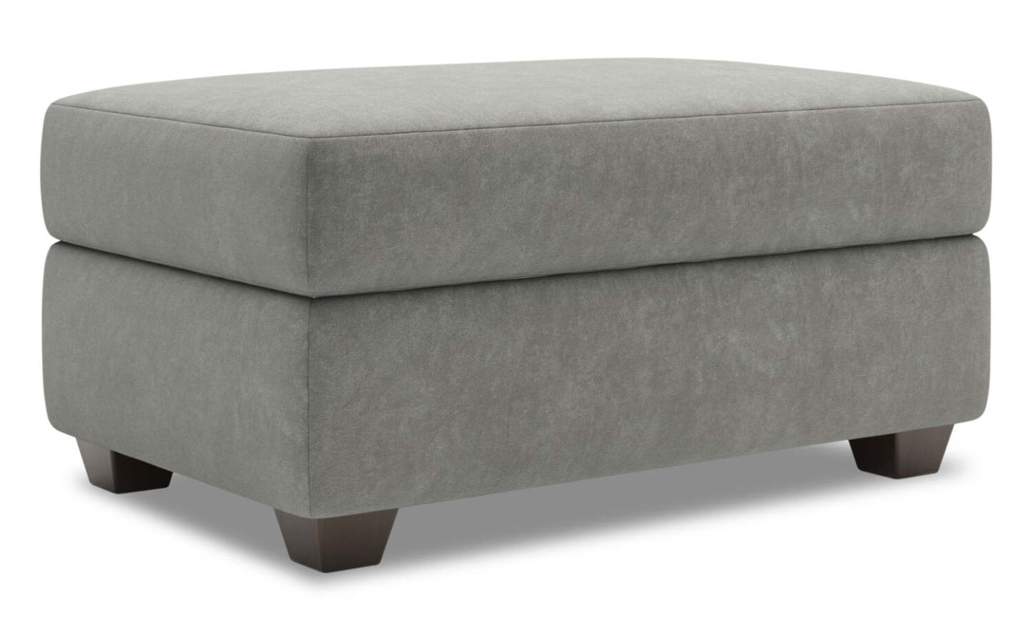 Fabriqué au Canada Pouf de rangement personnalisable The Trunk 39 en tissu de velours - gris Platinum Grey | Pouf de rangement The Trunk de Sofa Lab de 39 po fabriqué au Canada en tissu de velours - gris Platinum Grey | TRUN3588