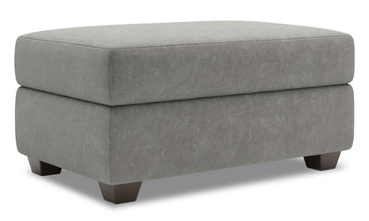 Fabriqué au Canada Pouf de rangement personnalisable The Trunk 39 en tissu de velours - gris Platinum Grey | Pouf de rangement The Trunk de Sofa Lab de 39 po fabriqué au Canada en tissu de velours - gris Platinum Grey | TRUN3588