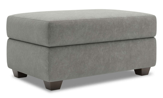 Fabriqué au Canada Pouf de rangement personnalisable The Trunk 39 en tissu de velours - gris Platinum Grey | Pouf de rangement The Trunk de Sofa Lab de 39 po fabriqué au Canada en tissu de velours - gris Platinum Grey | TRUN3588