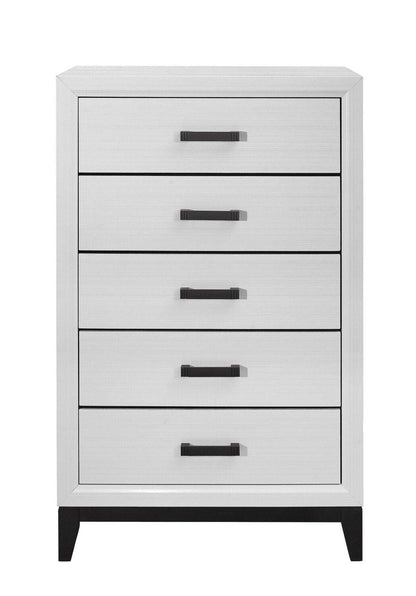 Commode de chambre Kate, 5 tiroirs, 31,1 L x 50,4 H - Blanc | Commode verticale Kate de 31,1 po (L) x 50,4 po (H) à 5 tiroirs pour la chambre à coucher - blanche