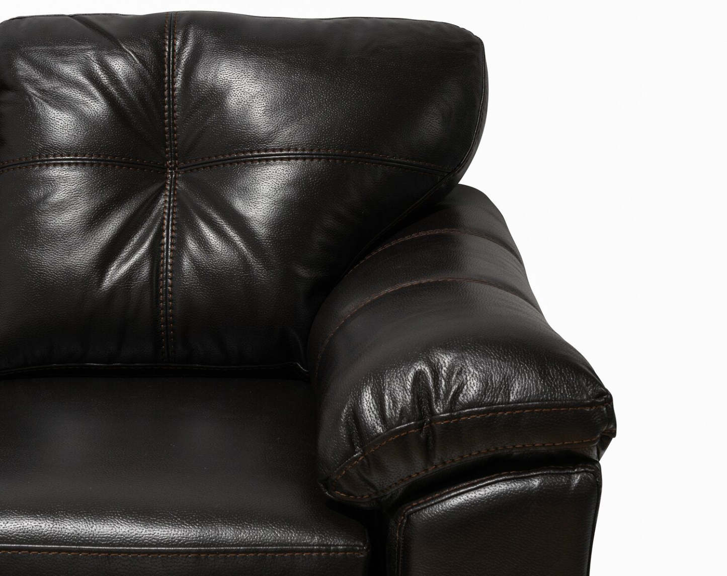 Fauteuil Addison de 42 po fabriqué au Canada en tissu d'apparence cuir avec coussin de siège amovible et capitonnage - noir mûre