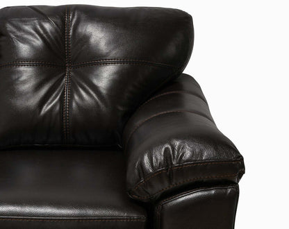 Fauteuil Addison de 42 po fabriqué au Canada en tissu d'apparence cuir avec coussin de siège amovible et capitonnage - noir mûre
