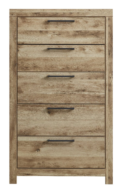 Commode de chambre à coucher Derekson, 5 tiroirs, 31,7 L x 53,9 H - Naturel | Commode verticale Derekson de 31,7 po (L) x 53,9 po (H) à 5 tiroirs pour la chambre à coucher - naturelle