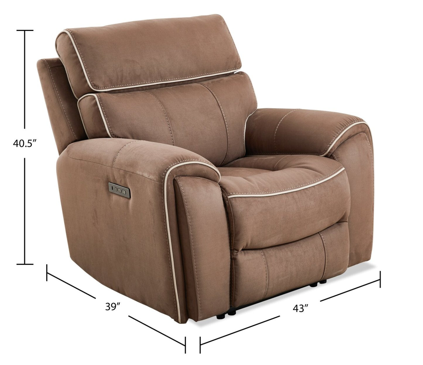 Cindy Crawford Home Newport 43 Fauteuil à inclinaison électrique en suédine avec appuie-tête électrique - taupe