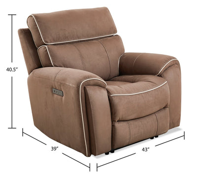 Cindy Crawford Home Newport 43 Fauteuil à inclinaison électrique en suédine avec appuie-tête électrique - taupe