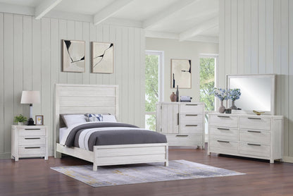 Ensemble de chambre à coucher Haven 6 pièces blanc avec lit à panneaux, commode, miroir et table de nuit - format grand lit | Haven 6pc Bedroom Set with Panel Bed, Dresser, Mirror & Nightstand, White - Queen Size