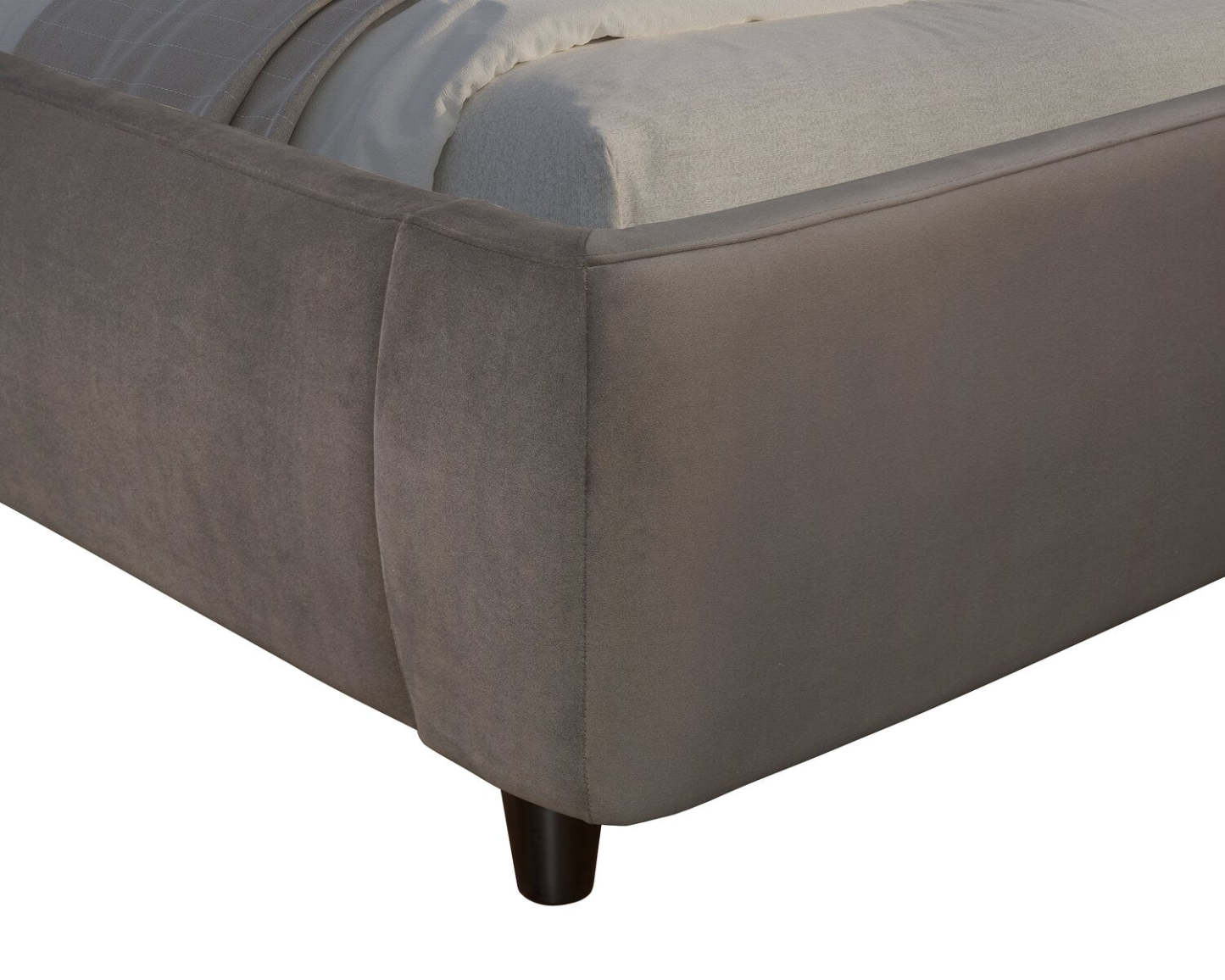 Lit plateforme rembourré Mave en tissu de velours gris - format grand lit | Lit plateforme rembourré Mave en tissu velours gris - Grand lit