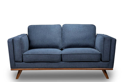 Causeuse Kassia de Kort & Co. de 65,4 po en tissu d’apparence lin avec base et pattes en bois - bleue