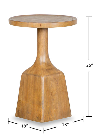 Table de bout ronde moderne Rhett de 18 po - chêne brun clair