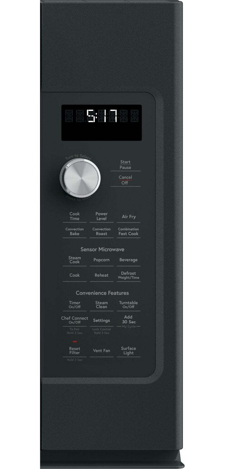 Café 1,7 pi³ Four à micro-ondes à hotte intégrée avec convection et friture à air - noir mat - CVM517P3RD1 | Four à micro-ondes à hotte intégrée Café de 1,7 pi³ avec convection et friture à air - noir mat - CV…