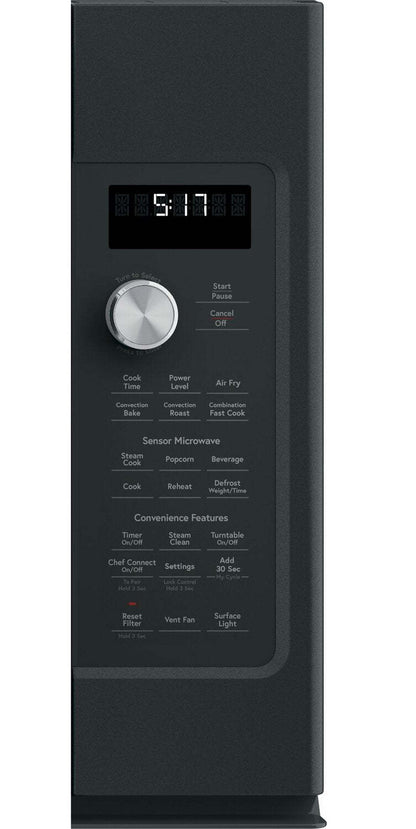 Café 1,7 pi³ Four à micro-ondes à hotte intégrée avec convection et friture à air - noir mat - CVM517P3RD1 | Four à micro-ondes à hotte intégrée Café de 1,7 pi³ avec convection et friture à air - noir mat - CV…