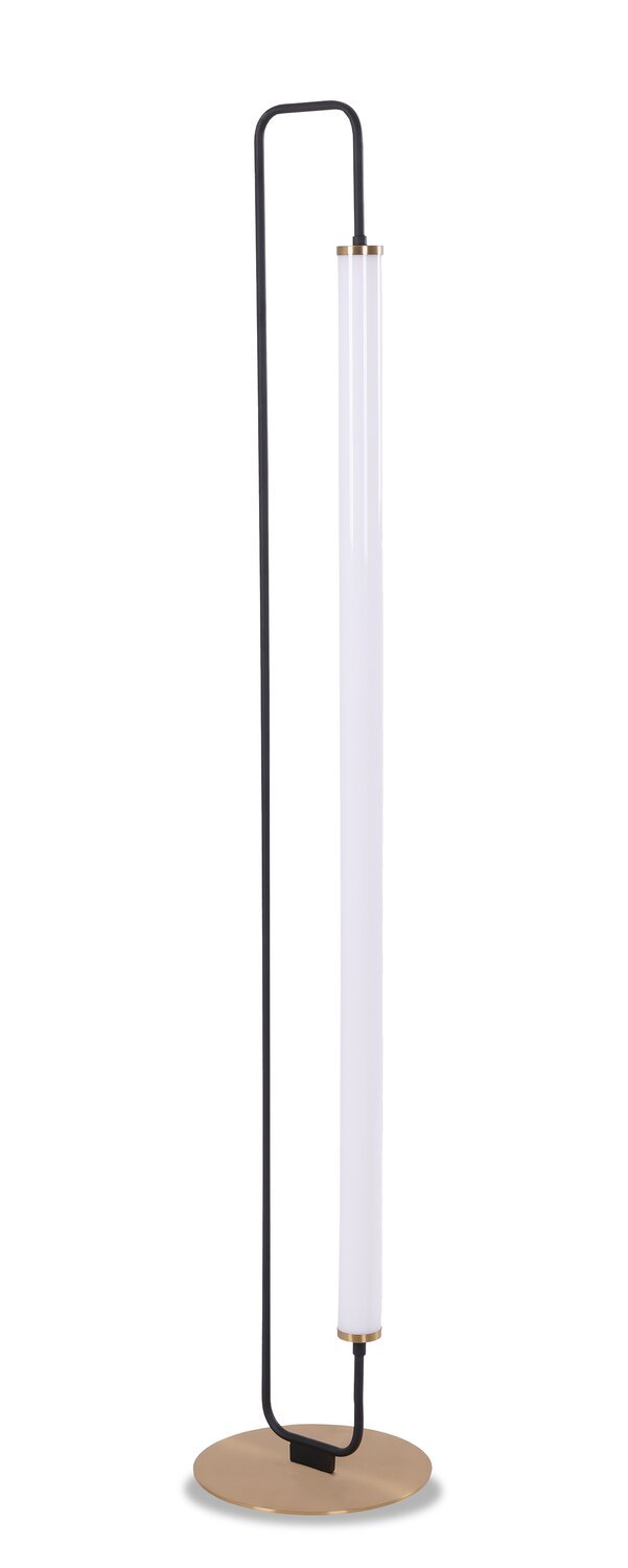 Lampadaire LED Oxford 61 noir mat et laiton | Lampe à pied à DEL Oxford de 61 po noir mat et laiton