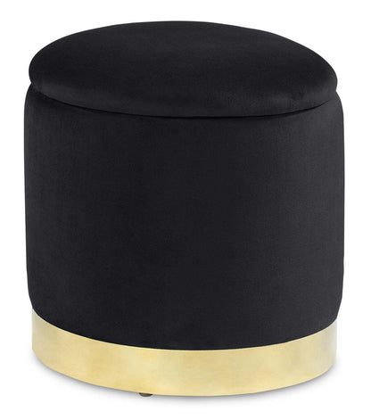 Phebe 16.5 Storage Ottoman with Gold Trim Base - Noir|Pouf de rangement Phebe de 16,5 po avec base à bordures dorées - noir