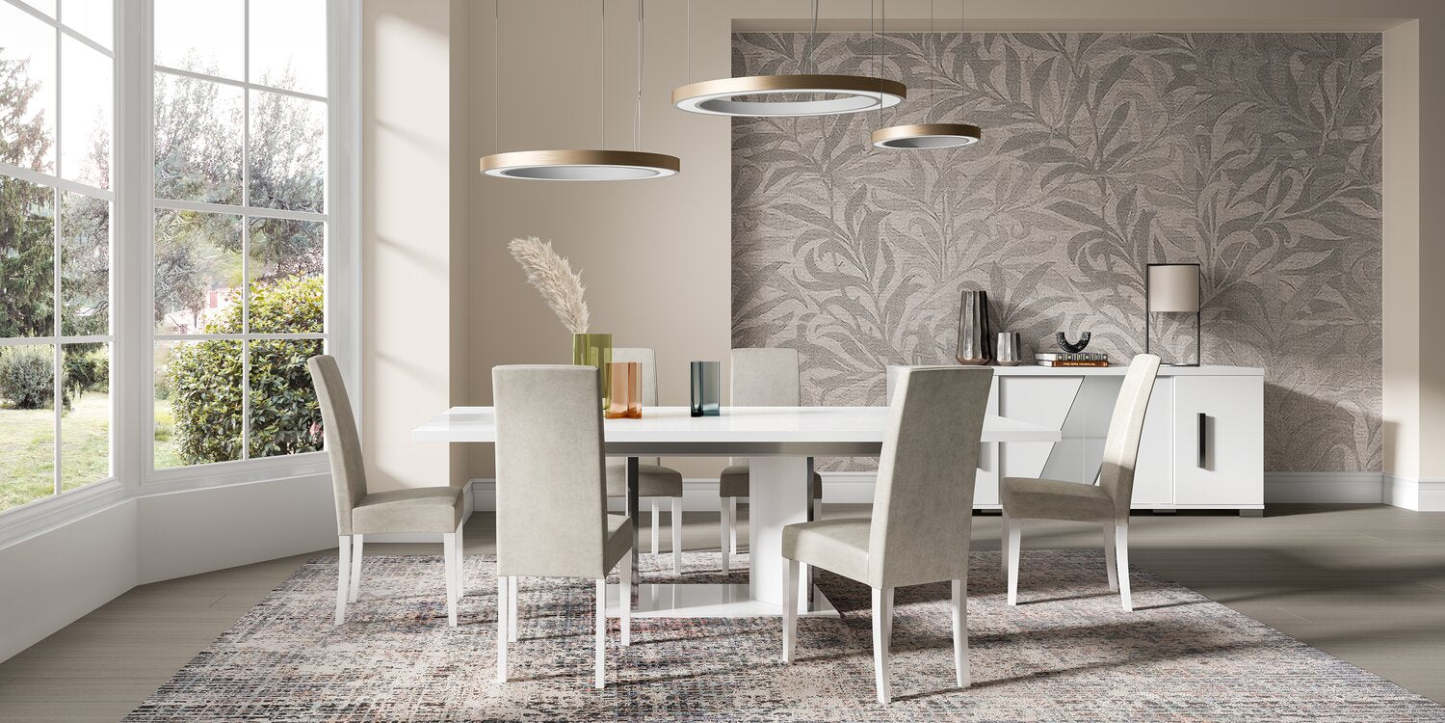 Table de salle à manger Raia - fabriquée en Italie, base piédestal, moderne, 71 po (L) - blanche