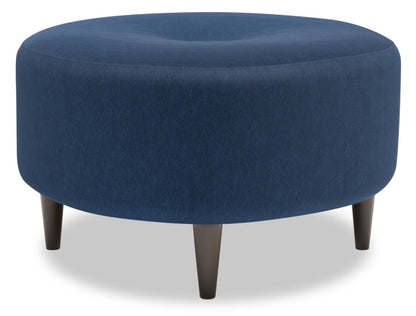 Fabriqué au Canada Sofa Lab personnalisable Pouf The Curve 31 en tissu d'apparence lin - Pax bleu marine | Pouf The Curve de Sofa Lab de 31 po fabriqué au Canada en tissu d'apparence lin - bleu Pax Navy | CURV3149