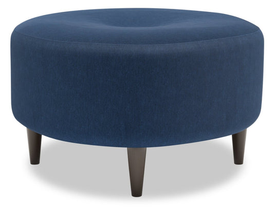 Fabriqué au Canada Sofa Lab personnalisable Pouf The Curve 31 en tissu d'apparence lin - Pax bleu marine | Pouf The Curve de Sofa Lab de 31 po fabriqué au Canada en tissu d'apparence lin - bleu Pax Navy | CURV3149