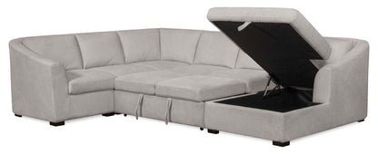 Envy 5-Piece Right-Facing Chenille Fabric Sleeper Sectional with Storage Chaise - Fog Grey | Canapé-lit sectionnel droit Envy 5 pièces en tissu de chenille avec chaise longue de rangement - gris brouillard